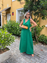 Vestido Paula Linho Verde Esmeralda